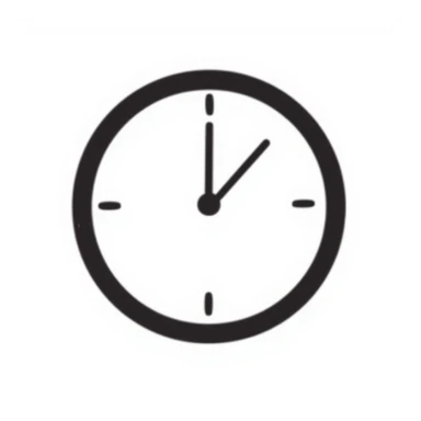 A black and white doodle of a clock icon sticker