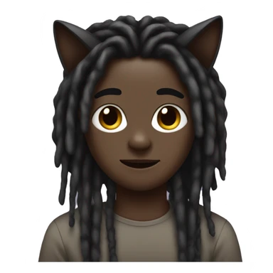 darkskin boy dreadlocks with cat ears being cute sticker