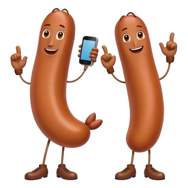 two sausages  wirh arms und legs, who are having a phone call sticker
