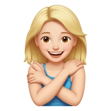 arms crossed around neck laughing girl  sticker