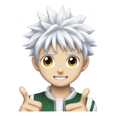 Killua (from HunterxHunter) pointing cute to his chick sticker