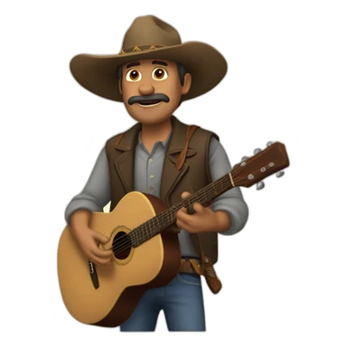 Uncle Pecos jerry with hat and guitar sticker