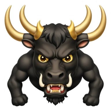 black angry powerful bull with golden horns emoji sticker