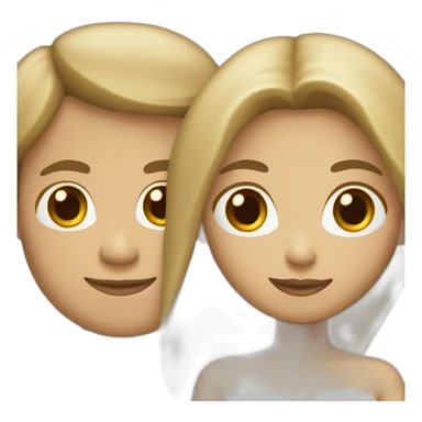 Tan woman with brown hair and white man with blonde hair getting married sticker