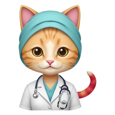 make me a cute little female doctor kitten sticker