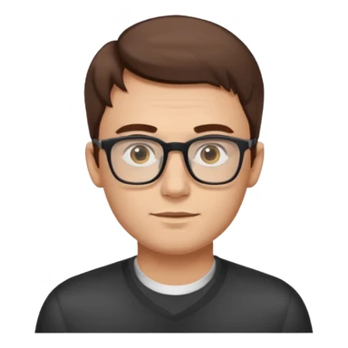 a young dad with brown hair, light yellow skin color, small eyes with rectangular glasses, without beard sticker