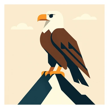 Flat design style eagle in the peak sticker