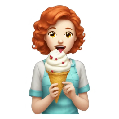 redhead licking icecream sticker