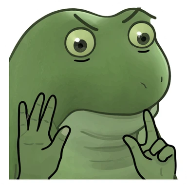 Emoji of woman with slate-grey hijab, warm skin, oval face, full brows, almond brown eyes, rose lips. One brow raised 🤨, lips flat, with small pinched fingers 🤏 “clock it” pose. sticker