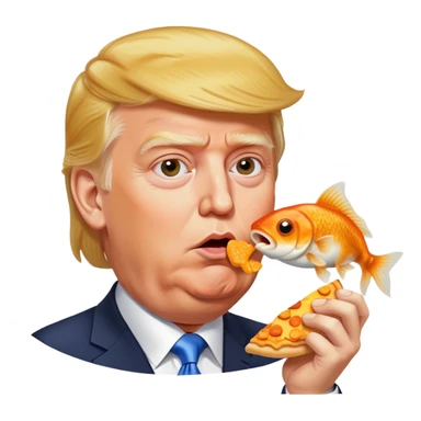 Trump eating goldfish pizza sticker