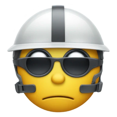 Emoji with a helmet, cross eyed, and drool on face sticker