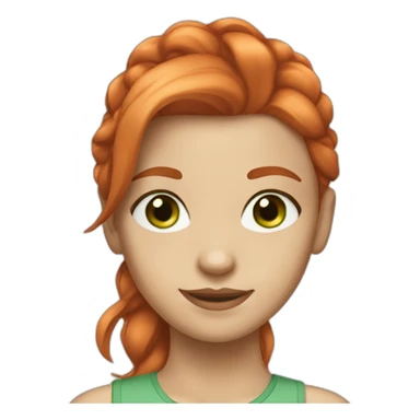 Girl with light tone skin green eyes red hair smiling sticker