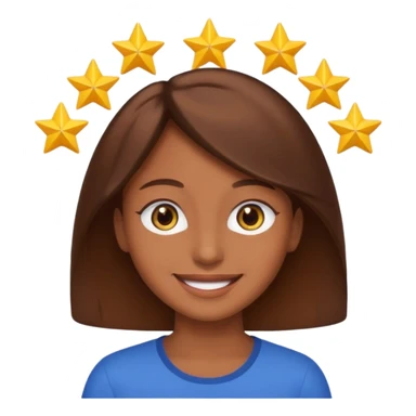 Color de piel moreno ojos de estrella riéndose y pelo café  sticker