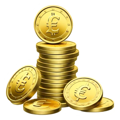 stack of euro coins and euro cash sticker
