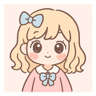 cute kawaii girl, big eyes, pastel colors, blushing cheeks, simple background sticker