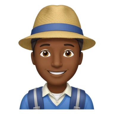 Visage homme créole réunionnais avec chapeau arrive avion sticker