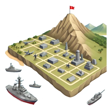 strategic military map with military objects sticker