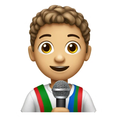 Italian Special education kid with a microphone sticker