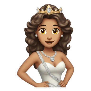 furiouslong haired brunette princess with a big crown with diamonds sticker