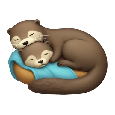 a sleeping otter holding a plush teddy sticker