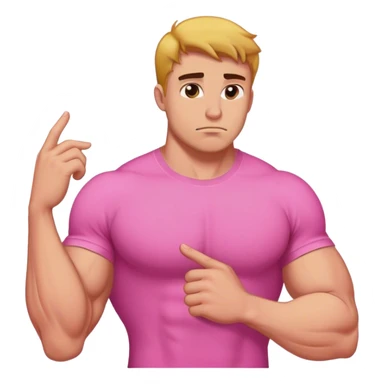 buff guy pink shirt thinking sticker