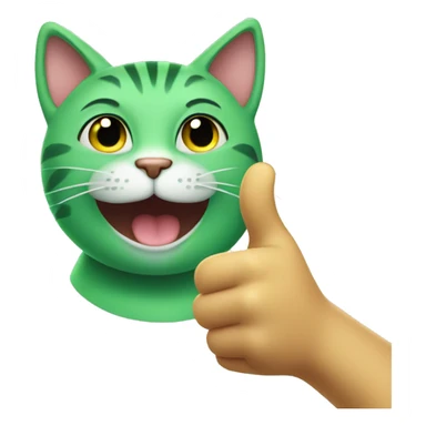 green cat thumbs up sticker