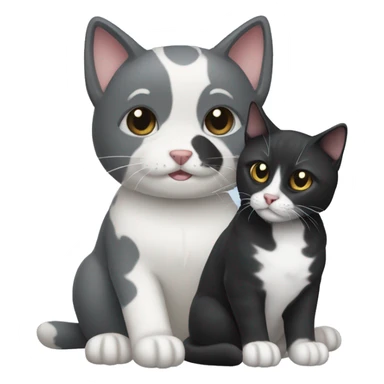 gray and white cat and black dog  sticker