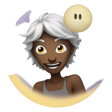 Crazy face with moon sticker