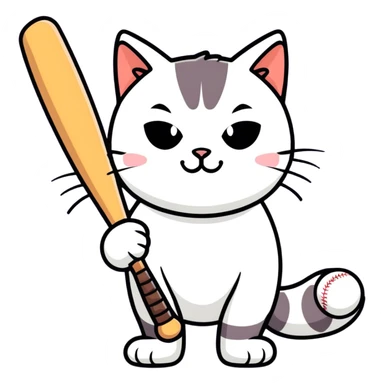 Cat with a baseball bat sticker