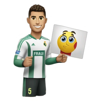 Cristiano Ronaldo holding a sign with Abdul Latif written on it sticker