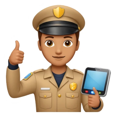 delivery person with hand scanner giving thumbs up sticker