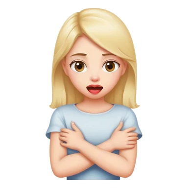 arms crossed holding neck rolled eyes and tongue out girl sticker