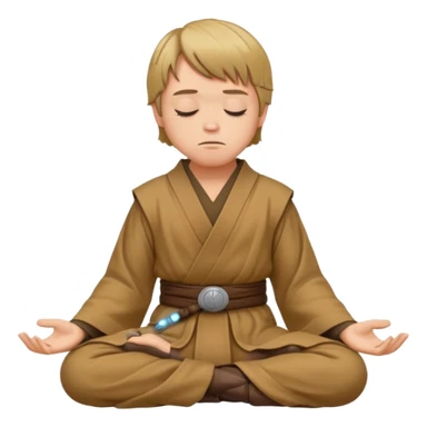 Make Luke Skywalker meditating position with jedi robes nk cape closed eyes with jedi boots hands on knees no ligthsaber sticker