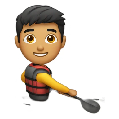 joven delgado en un kayak saludando sticker