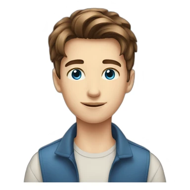 14 year old boy with brown hair blue eyes and is very handsome sticker
