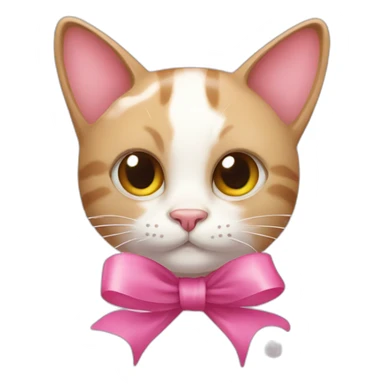cat with pink ribbon and bubbles  sticker