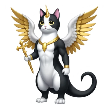 Mega neon unicorn dragon hydra hyper rare golden penguin Golden Divine god angel Omni Black and white Super muscular Buff sigma Gigachad cat full body tuxedo colored  sticker