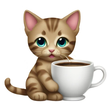 kitten with coffee sticker