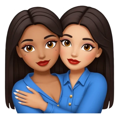 Boujy baddie best friends happy hugging, trendy heavy makeup sticker