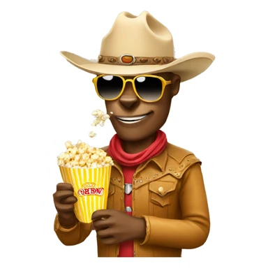  cowboy with sunglasses in a camel eating popcorn  sticker