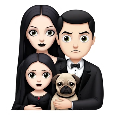 Gomez and morticia Addams with pugsly sticker