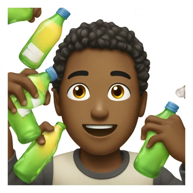 boys showing off personalities drinking out of bottles sticker