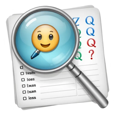  lente di ingrandimento esame foglio con scritte a risposte multiple sticker