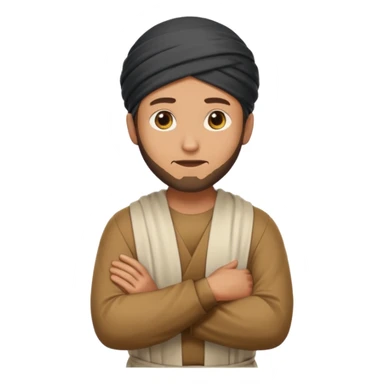 fullbody Pharisee, arms crossed, looking to the side, head covering, emoji style sticker