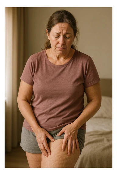 dONNA CON tanta cellulite disperata e stanca della sua condizione sticker