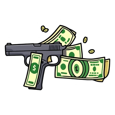 money gun spraying cash sticker