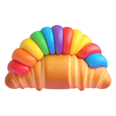 croissant with rainbow pride colors 3D emoji style sticker