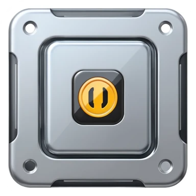 A futuristic microchip emoji made of polished silver chrome, minimal circuit details, smooth metallic surface, soft lighting, iOS emoji style, centered, clean white background sticker