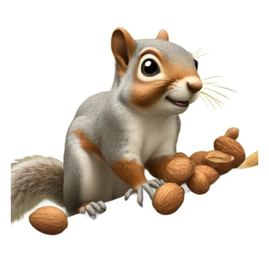 Squirrel with cheeks full of nuts sticker