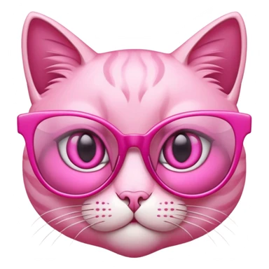 pink cat-eye glasses, retro style with upswept frames and pink lenses sticker
